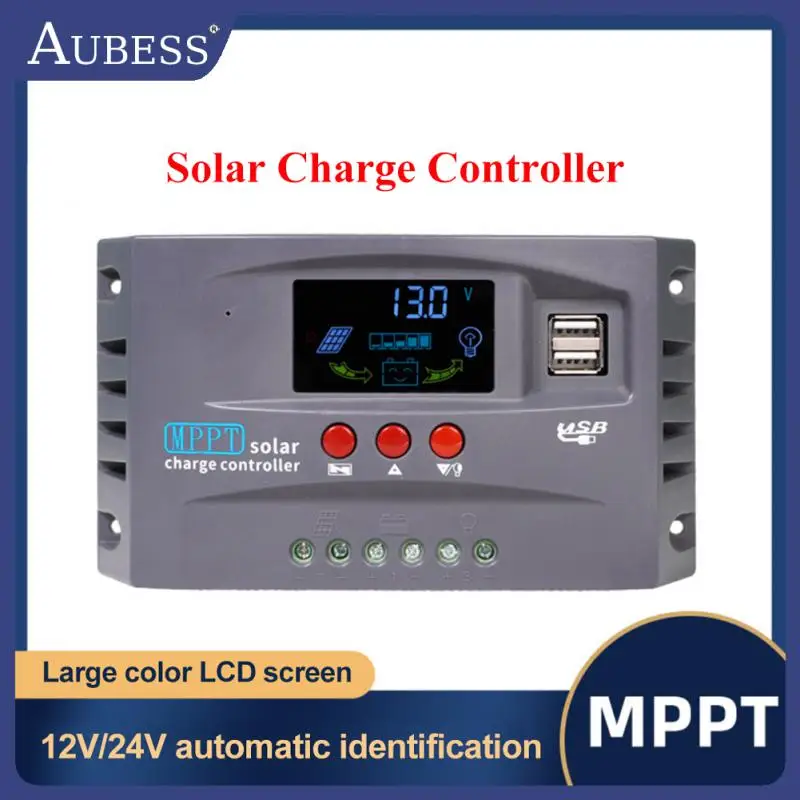 

Контроллер заряда солнечных батарей MPPT, 12 В, 24 В, 10/20/30 А, цветной ЖК-экран, солнечная панель с двумя USB-портами для литиево-свинцово-кислотных ...