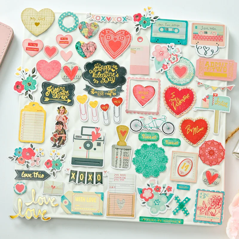 

58pcs Pretty loving stickers DIY scrapbooking album junk journal happy planner decorative stickers