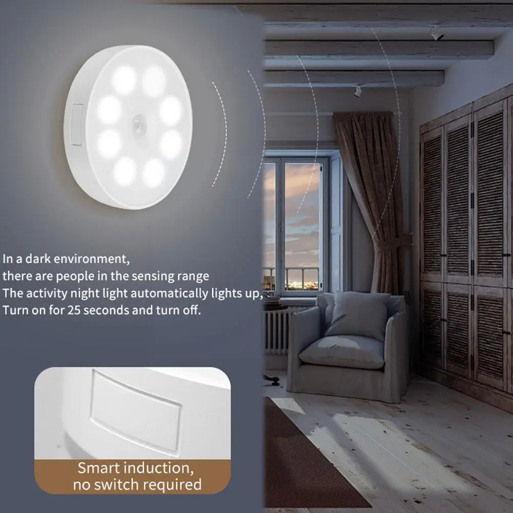 Перезаряжаемый ночник с пассивным инфракрасным датчиком движения настенный