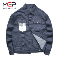 mgp mens denim jacket thin for spring and summer stylish simple jacket turndown collar colorfast embroidery decal casual coat