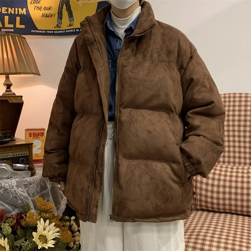 Winter Jacket Men Warm Fashion 4-color Thickened Suede Jacket Men Streetwear Korean Loose Thick Short Coat Mens Parker Clothes
