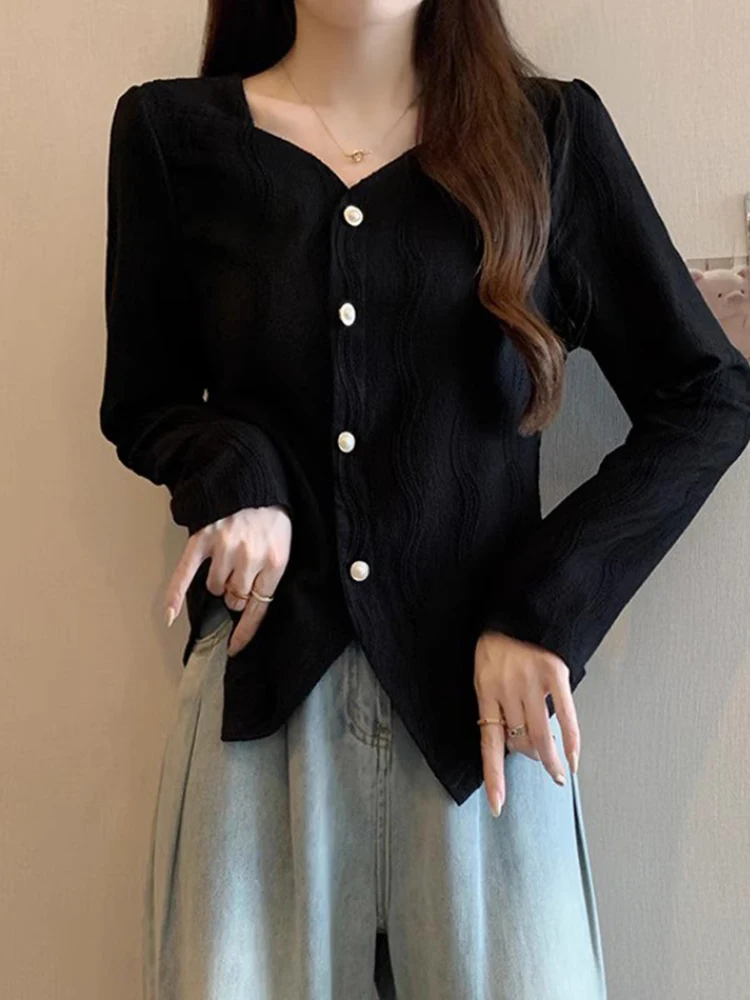 Женские весенние новые французские рубашки размера плюс шикарные с длинными