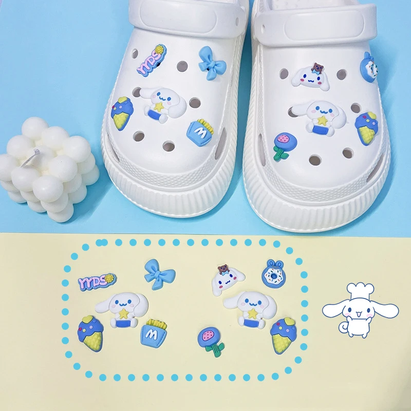 

10 шт. Sanrio Kawaii Kuromi Пряжка для обуви My Melody Cinnamoroll мультфильм Милая обувь с отверстиями Diy аксессуары Ins ПВХ аниме аксессуары