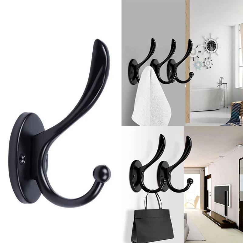 

Hardware Wall Hooks For Hanging Coats Double Wall Mounted Robe Hook For Key, Towel, Bags, Cup, Hat
