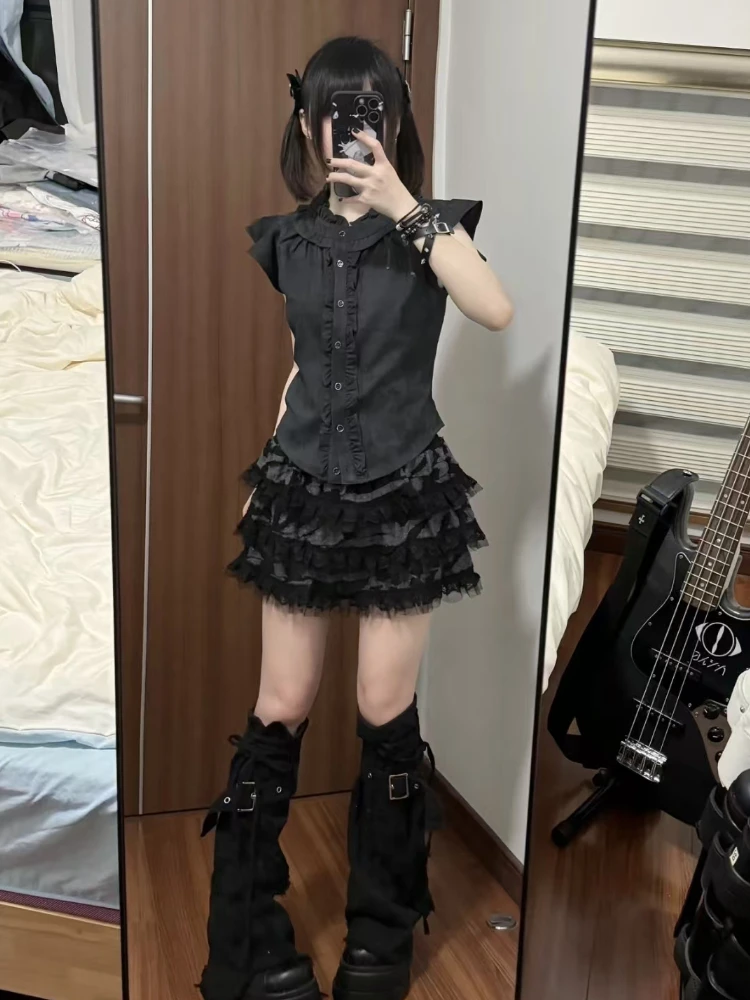 Готические повседневные тонкие черные футболки без рукавов для женщин Хепберн в