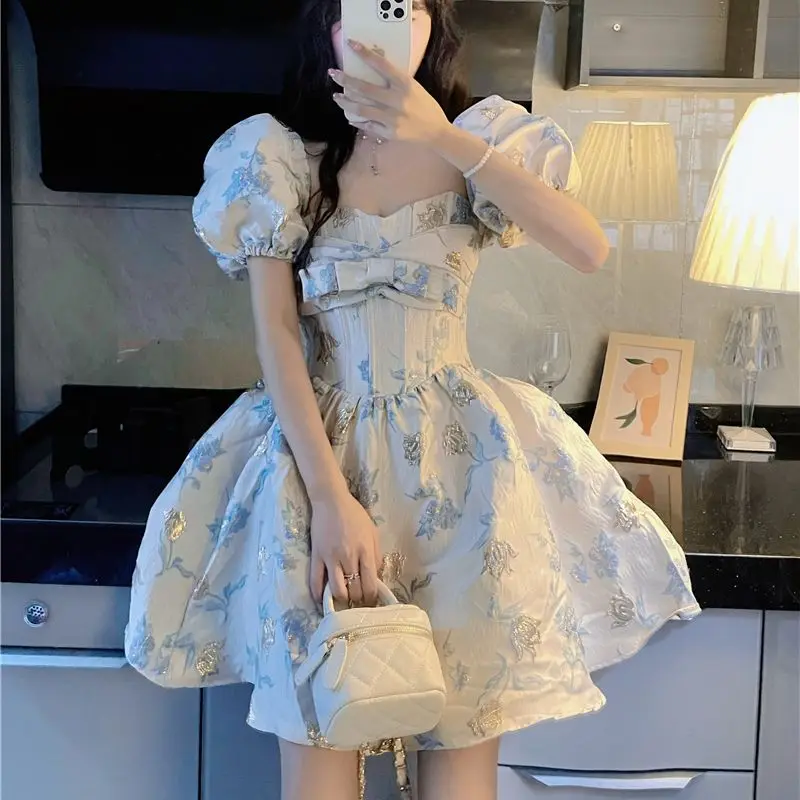 

Женское платье с рукавами-пузырями, французское платье трапециевидной формы с надписью Advanced Sense A-word, новинка 2023