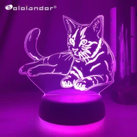 newest 3d acrylic led night light little cat figure nightlight for kid child bedroom sleep lights gift for home decor table lamp