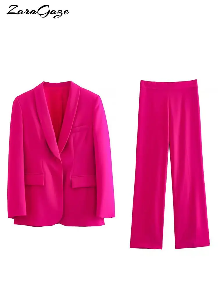 

2023 Summer Blazer Pant Suits Women 2 Pieces Sets Casual Solid Coats and Trousers Female Elegant Two Suit Women Coat Tailor