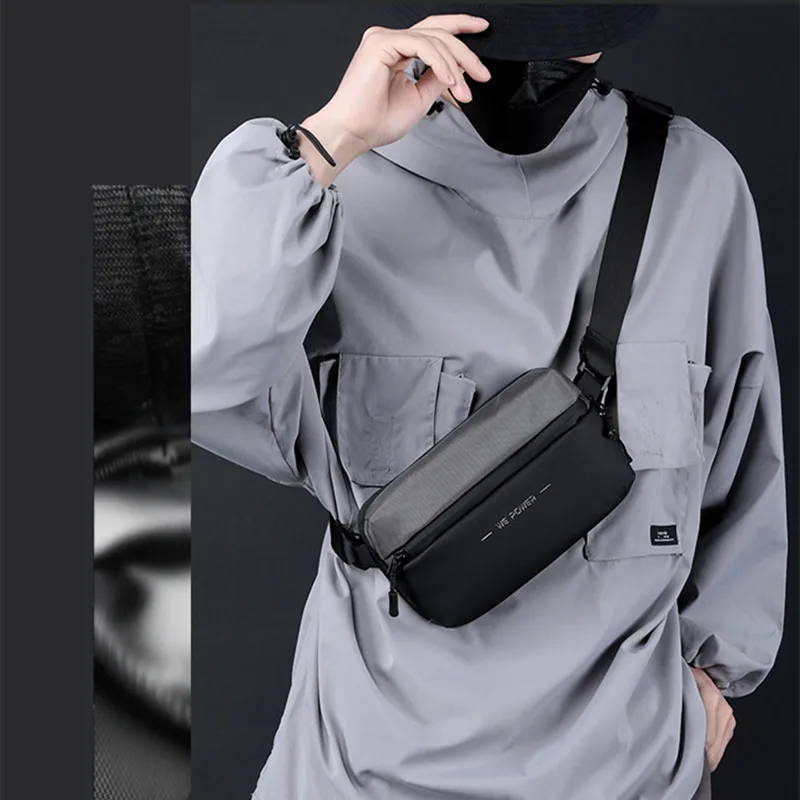 Solid Color Waterproof Casual Chest Bag Men Multifunction Anti-theft  Men Crossbody Bag Multi-Tier Storage Travel Shoulder Bags