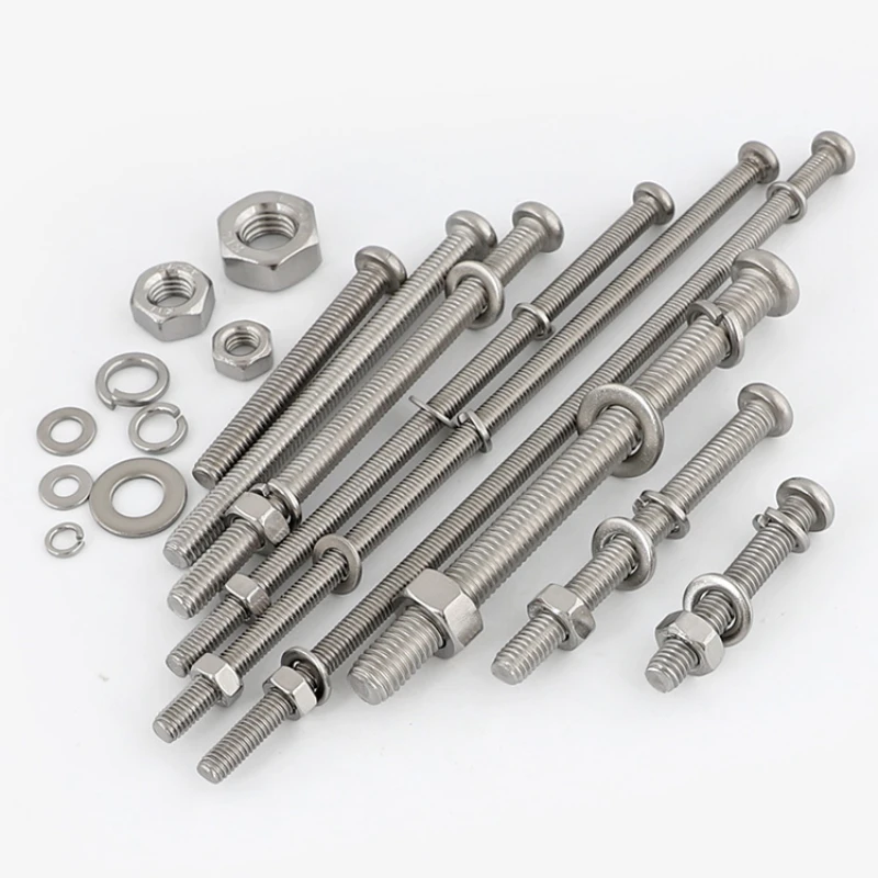 

M2M3M4M5M6M8304 stainless steel cross head lengthened screw nut combination spring washer complete machine screw washer set