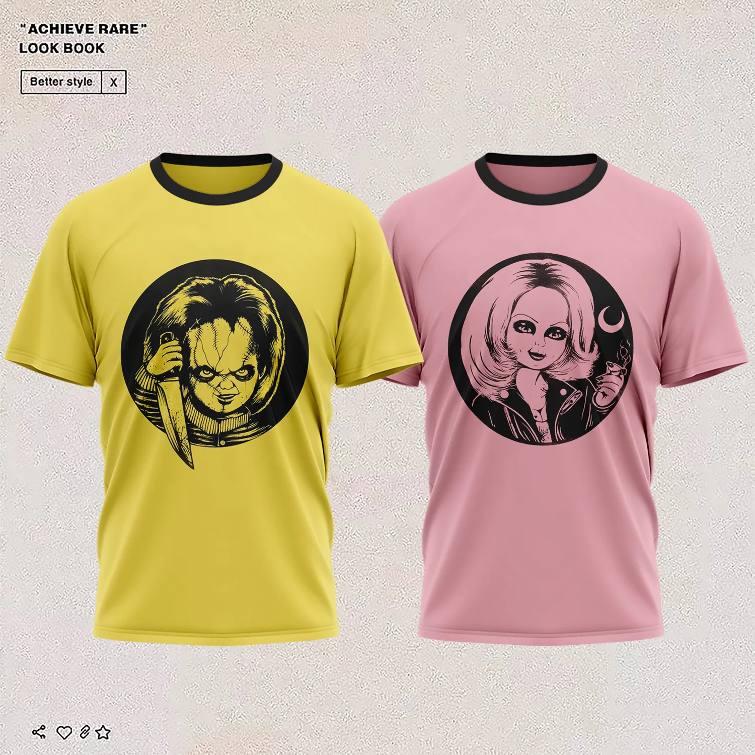 

Couple's casual clothing Explosive horror doll digital printing slim short T-shirt women's summer new casual tights