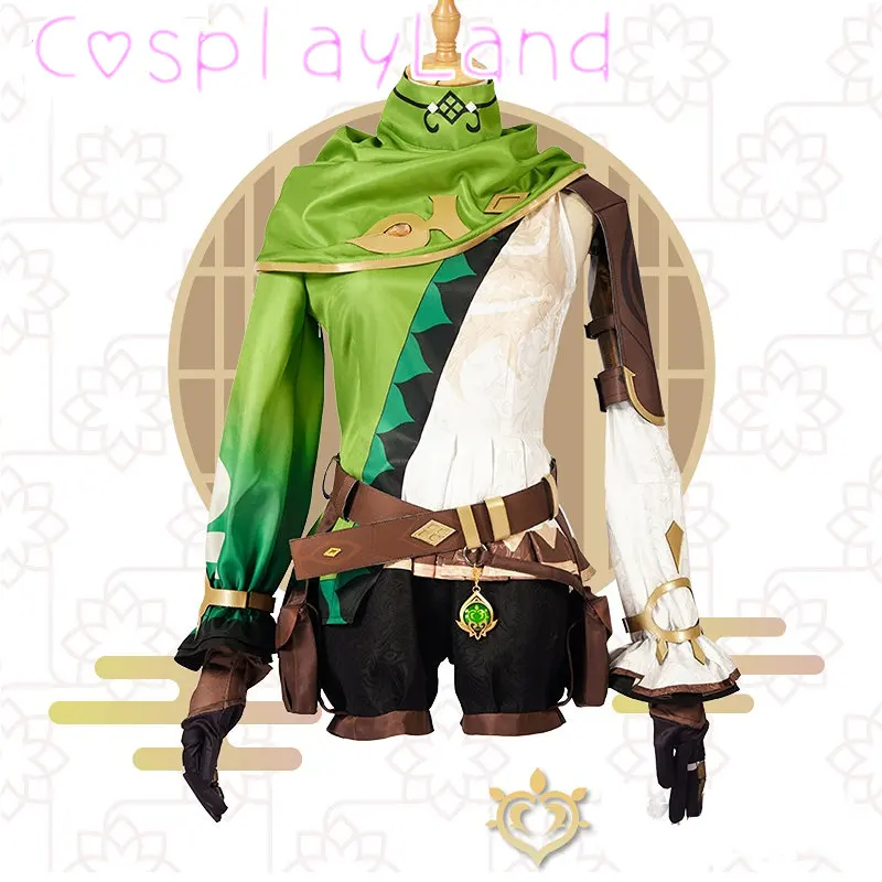 

Game Genshin Impact Rana Cosplay Sumeru Rana Costume Arana Green Suit Cute Women Costume Full Set Role Player Outfit