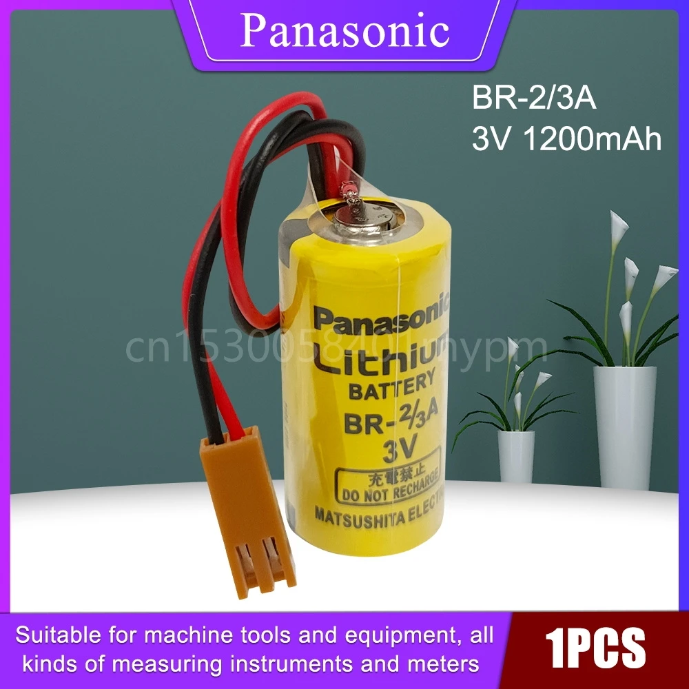 

1PCS Original Panasonic BR-2/3A 17335 3V 1200mAh Lithium Li-ion Batteries with Brown Plug for PLC Backup Memory Power Supply