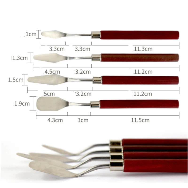 Набор из 4 штук Малярные скребки Художественные аксессуары Каллиграфическая палитра Шпатель-нож Краски Поставки.