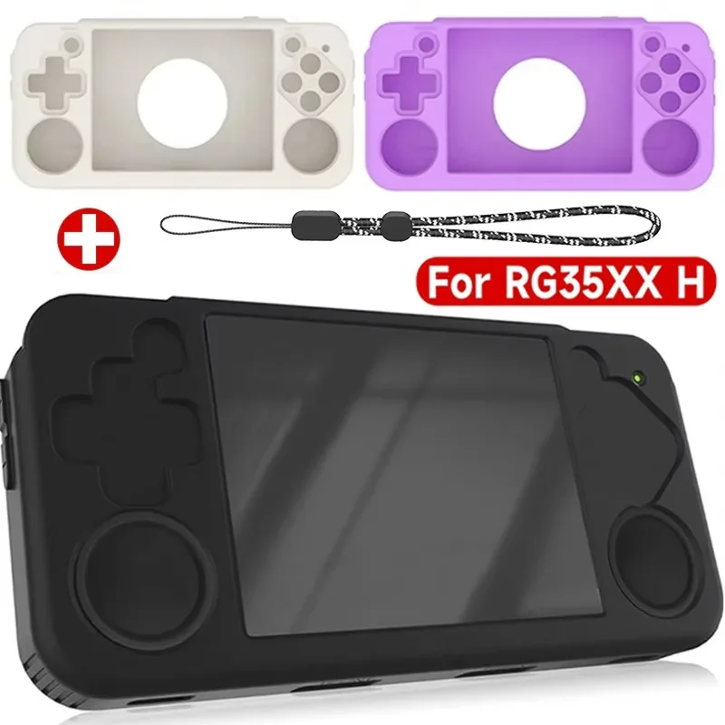 Мягкий силиконовый защитный чехол для ANBERNIC RG35XX H со шнурком противоударная