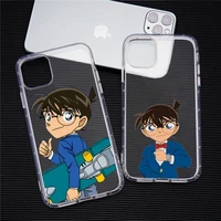 detective conan anime phone case transparent soft for iphone 12 11 13 7 8 6 s plus x xs xr pro max mini