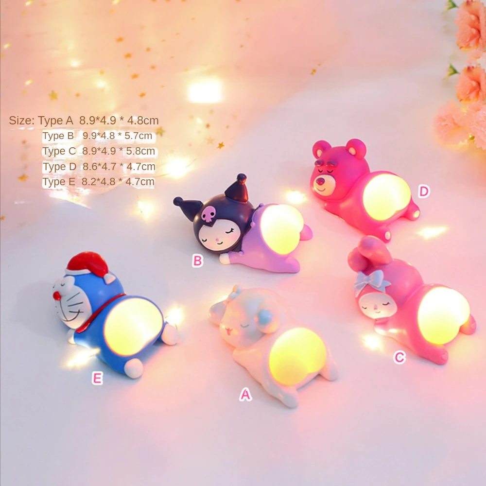 

Kawaii Sanrio Kuromi Cinnamoroll My Melody Night Light Cartoon Creative Bedroom Desktop Decor Lamp Anime Doll Ornament Gift