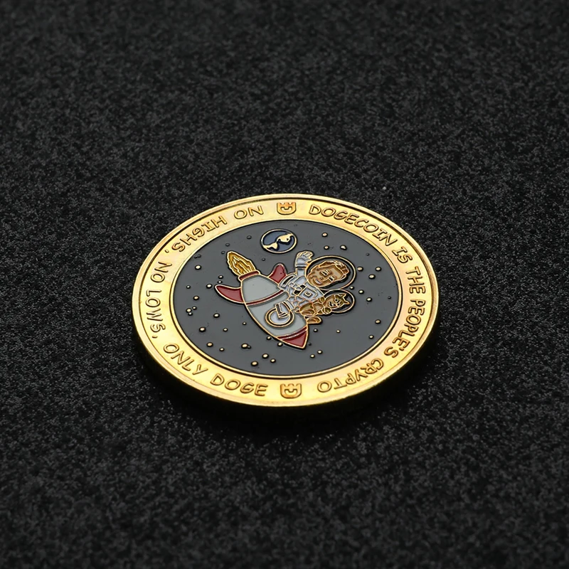 D7 позолоченный Dogecoin To The Moon Coin милый рисунок собаки фотография | Дом и сад