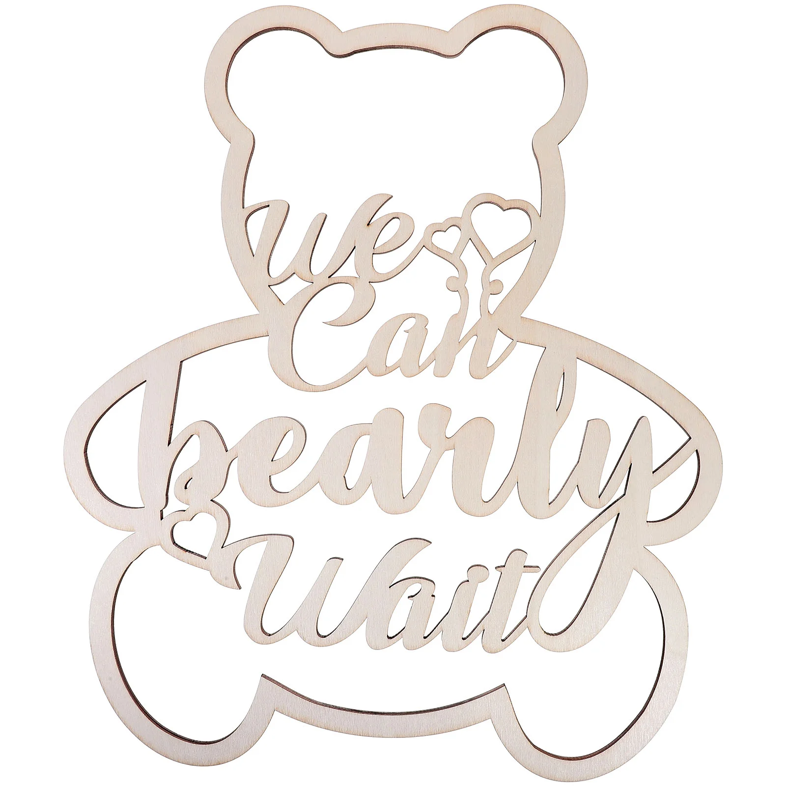 

Bear Shape Baby Shower Decoration Backdrop Wooden We Can Bearly Wait Sign Party Decor