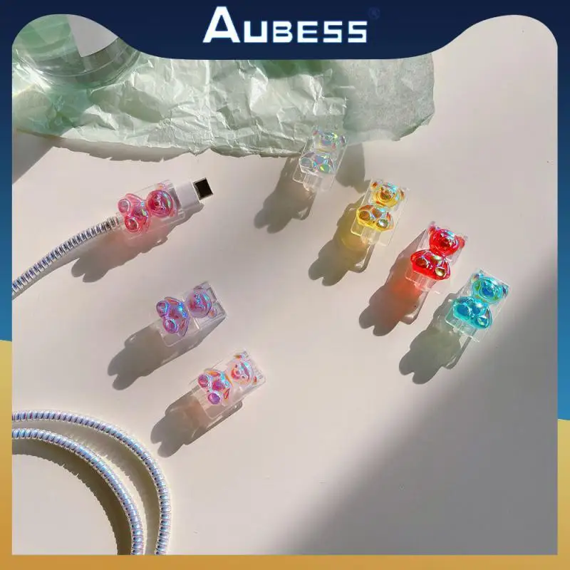 

1 Pcs Data Cable Protective Cover Cute Anti-break Charging Cable Protective Case Portable Transparent Office Accessories Cartoon