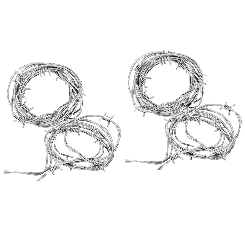 

4 Pcs Simulation Wire Chain Flower Garland Decorations Halloween Party Barbed Wires Pillar Ornament Pvc