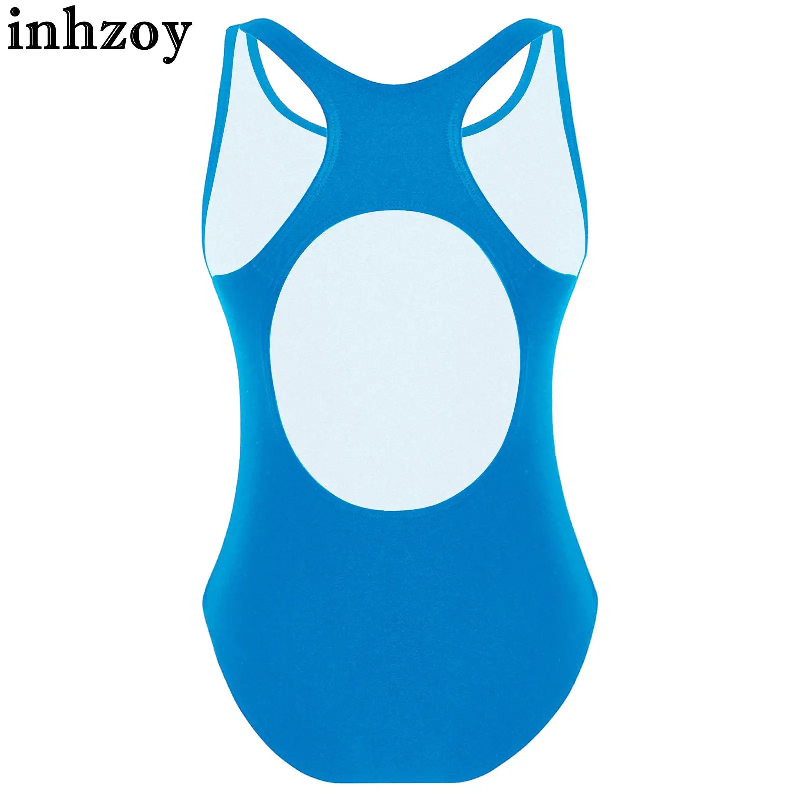 

Kids Girls Monokini Swimwear Sleeveless Racer Keyhole Back Solid Color Stretchy Leotard Jumpsuit Holiday Bathing Suit Beachwear