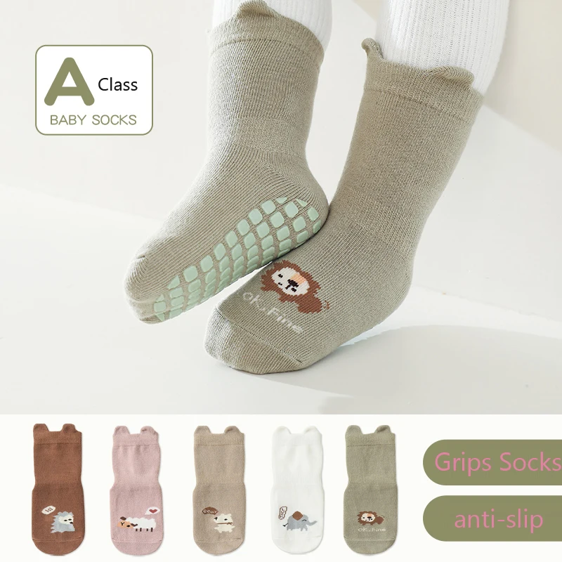

5 Pairs Toddlers Prewalker Socks Non Slip Grip Ankle Boys and Girls Socks for Babies and Kids