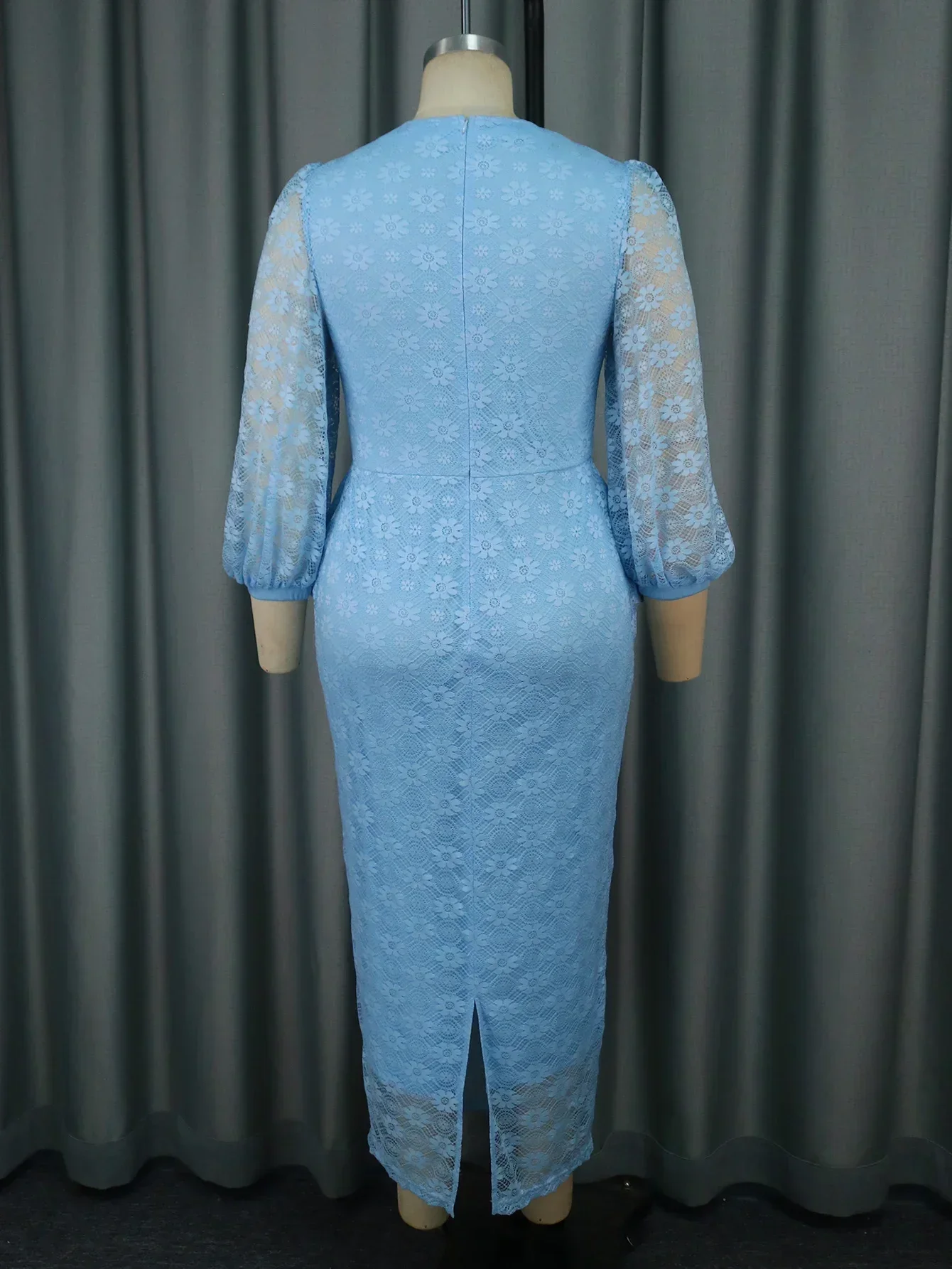 Элегантные Синие кружевные платья с баской для женщин вечерние миди круглым