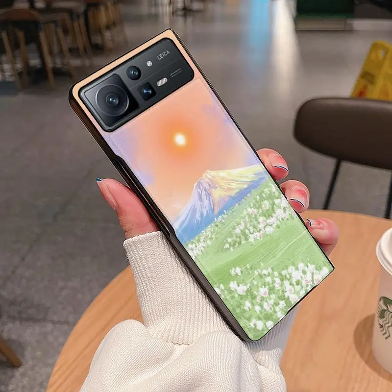 

Чехол для Mi Mix Fold 2 для Xiao-Mi Mix Fold2 5G чехол с пейзажем масляной живописью кожаный жесткий чехол Ins Wind