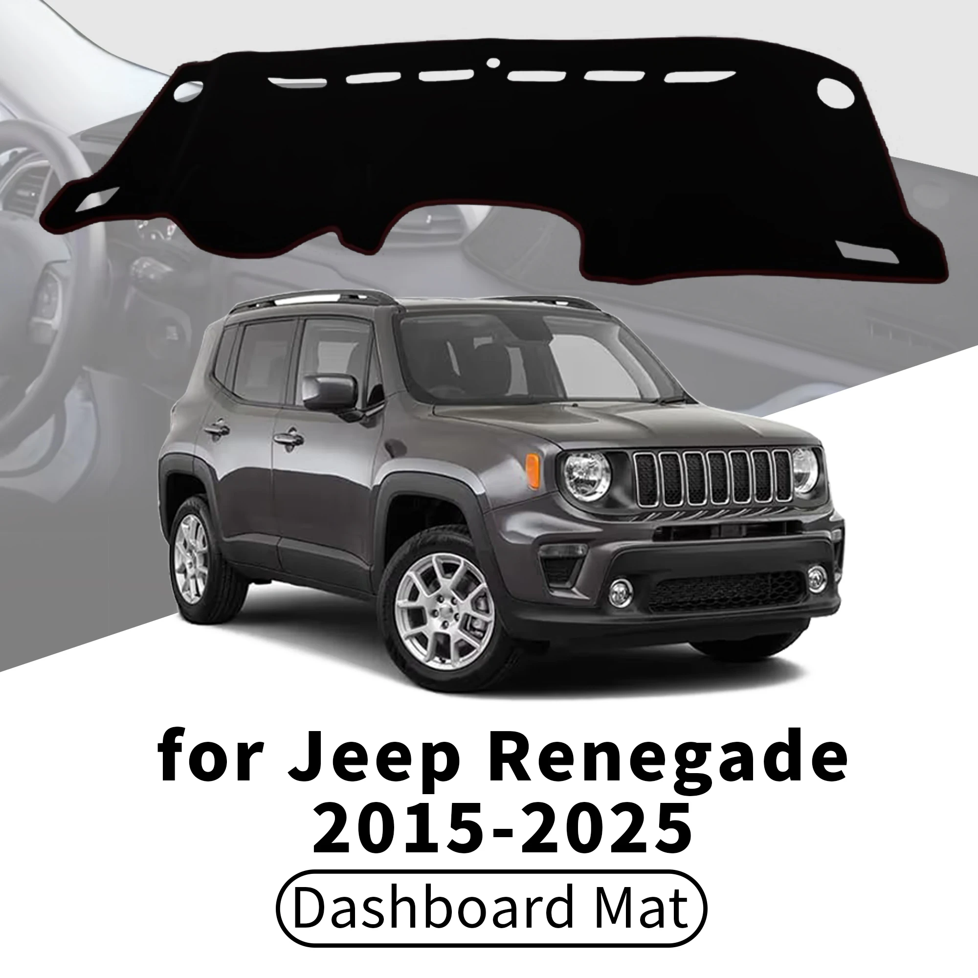 Фото Накладка на приборную панель для Jeep Renegade 2015-2025: Защита от солнца, УФ-излучения и бликов, аксессуар для интерьера автомобиля №1