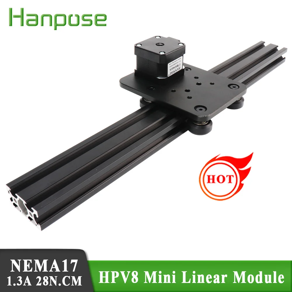 

HPV8 Openbuilds Mini Solid V Slot Belt Linear module 400-500MM Pinion Linear Actuator NEMA17 stepper motor 17HS3401S 28N.CM 1.3A