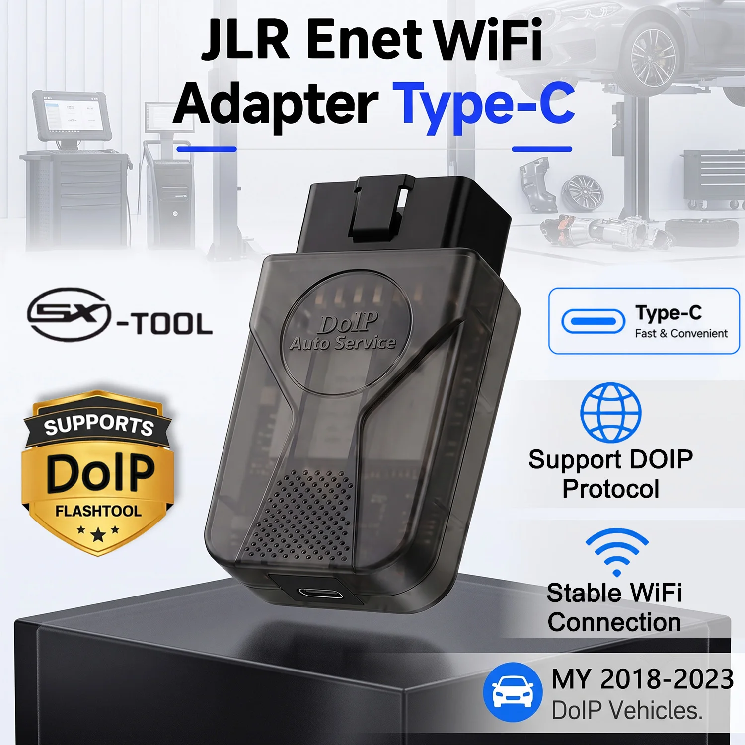 Фото WiFi OBD2-адаптер для JLR DoIP Type-C: диагностический инструмент, совместимый с JET Master Pro, Pathfinder, Topix, для кодирования и программирования, сканер №1
