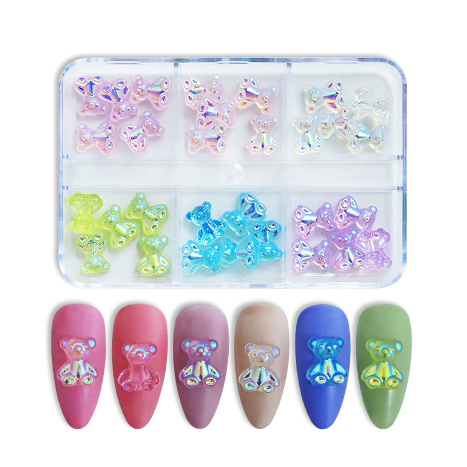 

30 шт., декоративные подвески для ногтей Aurora Resin Bear for Nail Art Стразы