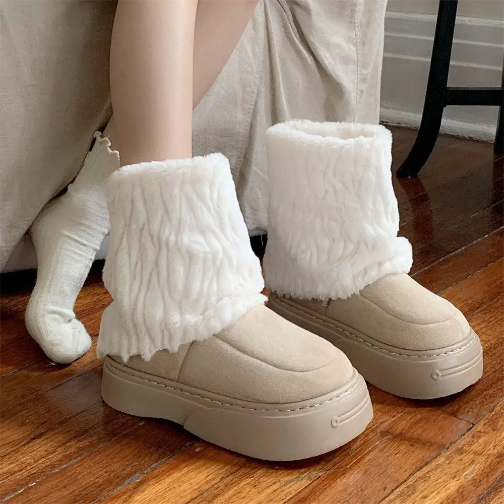 Повседневные удобные женские однотонные хлопковые ботинки в стиле ретро зимние