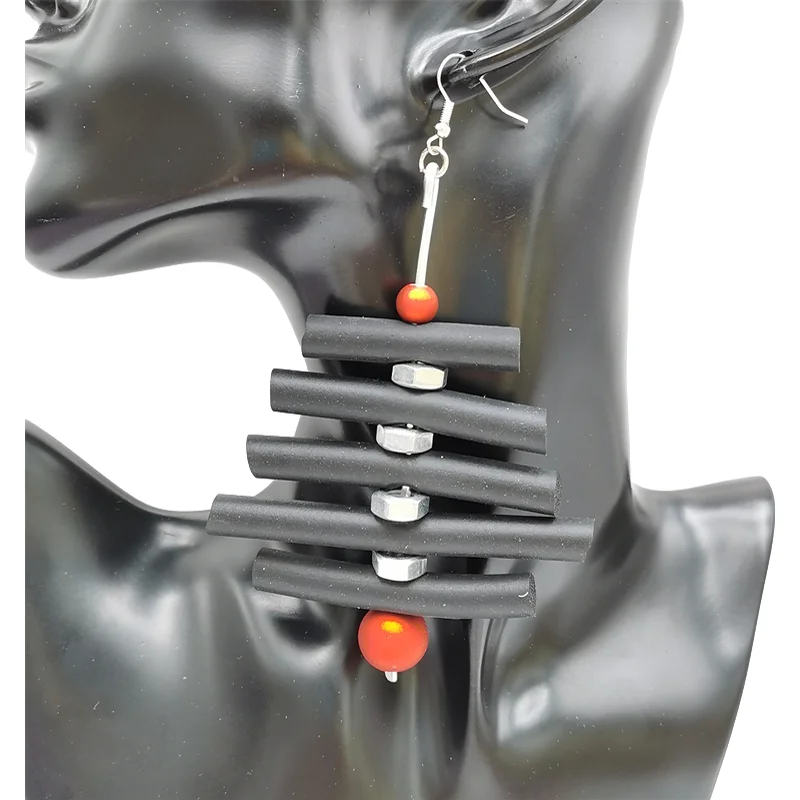 

Multicolor Rubber Strip Statement Earrings For Women Korean Fashion Design Ear Dangle Vintage Jewelry Pearl Drop Earrings Gift