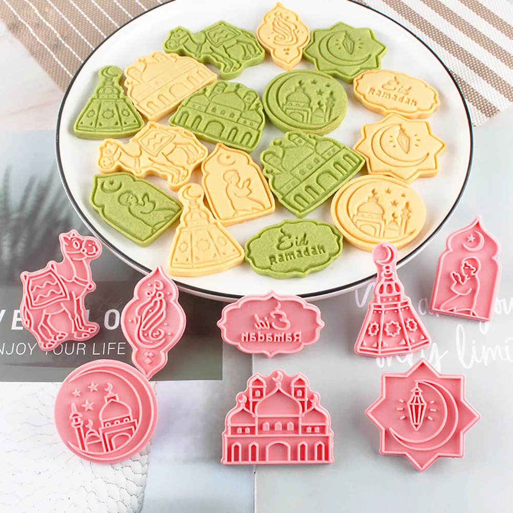8Pcs Eid Mubarak Camel Moon Star Biscuit Mold Cookie Cutters Set Ramadan Islamic Muslim Party Cake Baking Tools Cookies Decor |