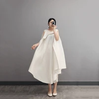woman miyake pleated maxi dress female solid pullover drawstring high elastic casual style dress 2022 summer fashion dresses