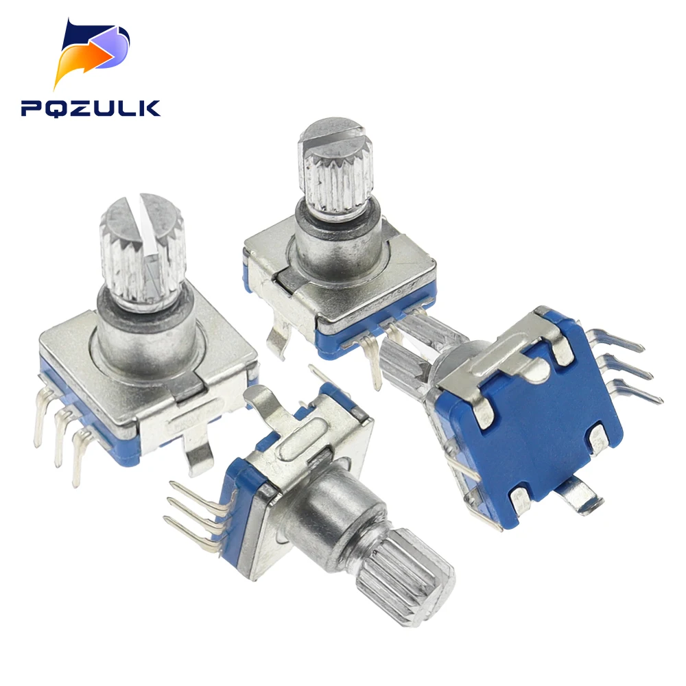 

5 шт., поворотный кодировщик EC11s, 20 позиций, с переключателем, 5 контактов, Длина ручки 12,5 мм