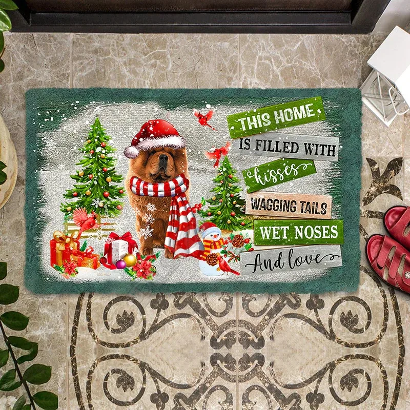 

This Home Is Filled With Kisses Chow Chow Doormat 3D Printed Indoor Outdoor Doormat Non-slip Love Gift