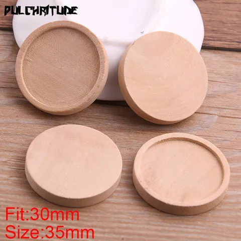PULCHRITUDE Круглые деревянные кабошоны для подвесок 10 шт.