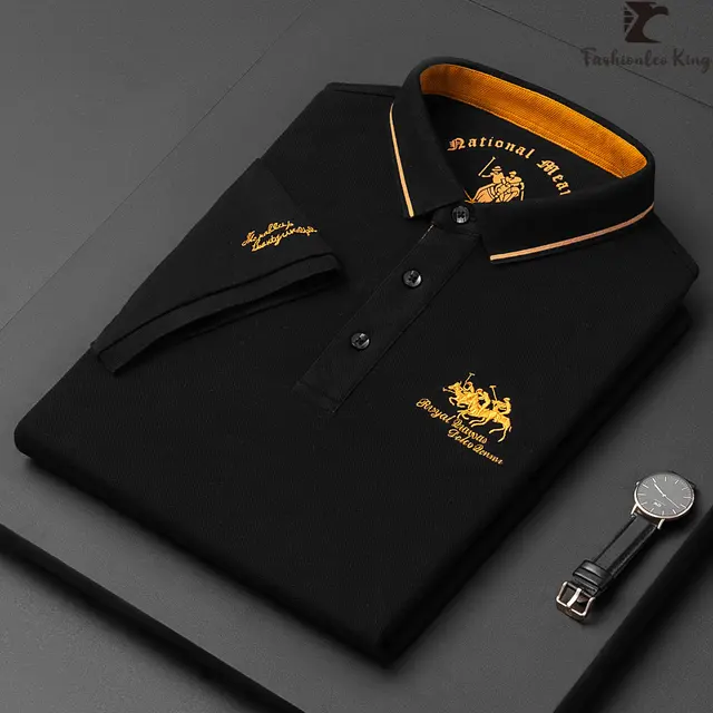 Fashion Men's Short Sleeve Polo Tshirt Man Embroidery POLO Tee Male Casual Collar T-Shirt 1