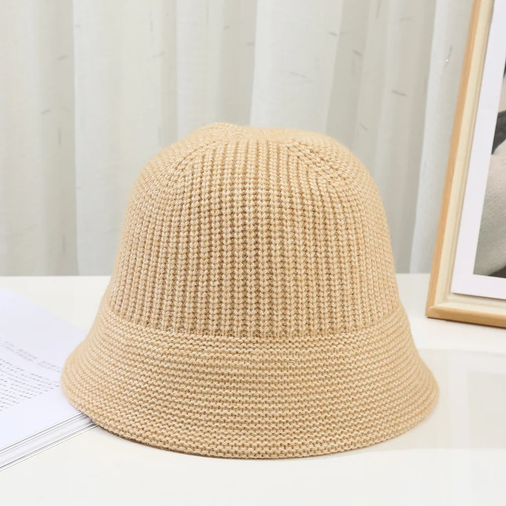 Autumn and winter knitting woolen bucket hat women fashion versatile fisherman hat simple basin hat warm hat bonnet for women