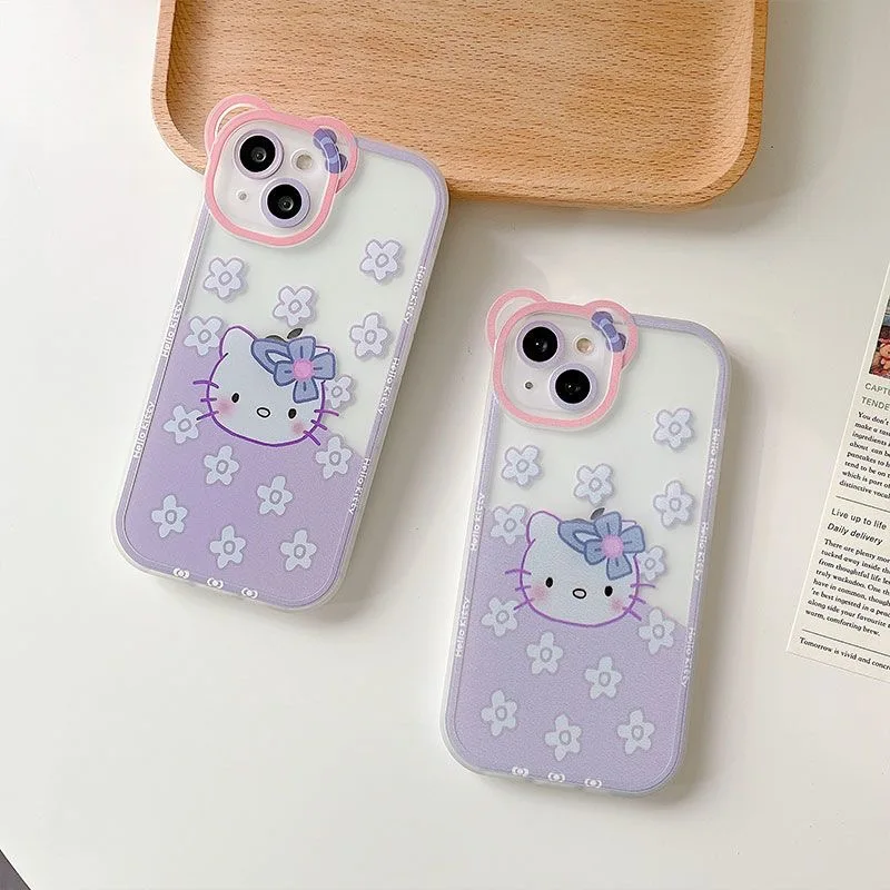 

sanrio 3D lens bear hello kitty Phone Cases For iPhone 13 12 11 Pro Max XR XS MAX X Back Cover