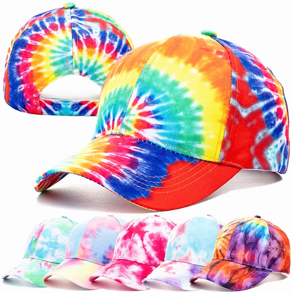 

Новинка 2022, летняя Уличная Повседневная Радужная бейсболка, кепки с принтом в виде галстука для женщин, шапки, модная уличная одежда, искусс...