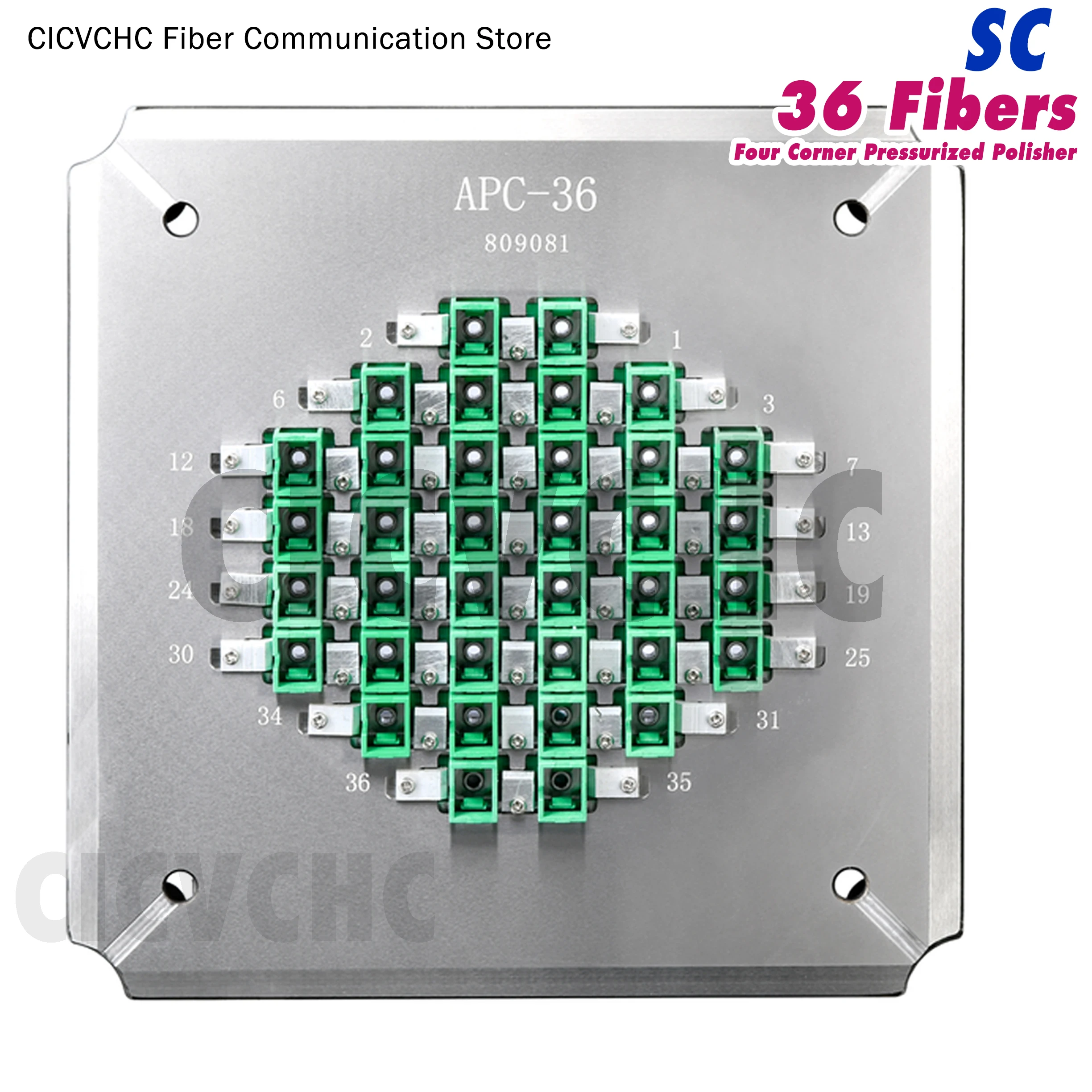 36 Fibers SC Connector Polishing Fixture, Jig, Holder for Four Corner Pressurized Polisher