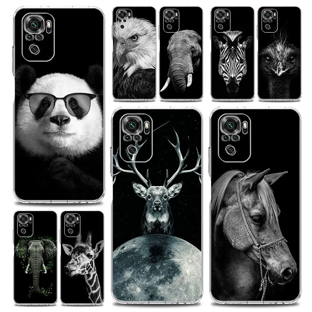 

Animals Horse Deer Giant Panda Phone Case For Xiaomi Redmi Note 12 11 9S 9 8 10 Pro Plus 7 8T 9C 9A 8A K40 Gaming Clear Cover