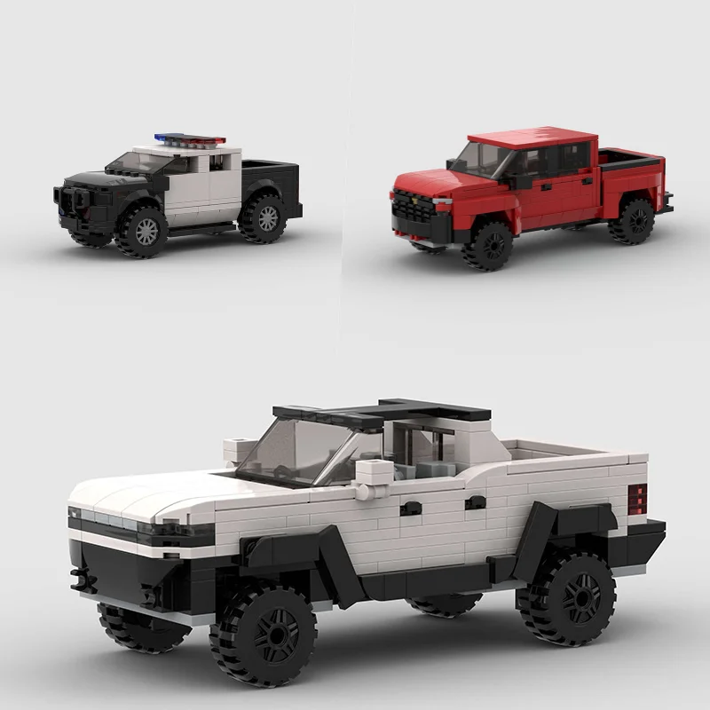 

MOC Small Particle Off-road Vehicle Intercepts Police Car Pickup Truck Puzzle Assembled Children's Building Block Toy Gift