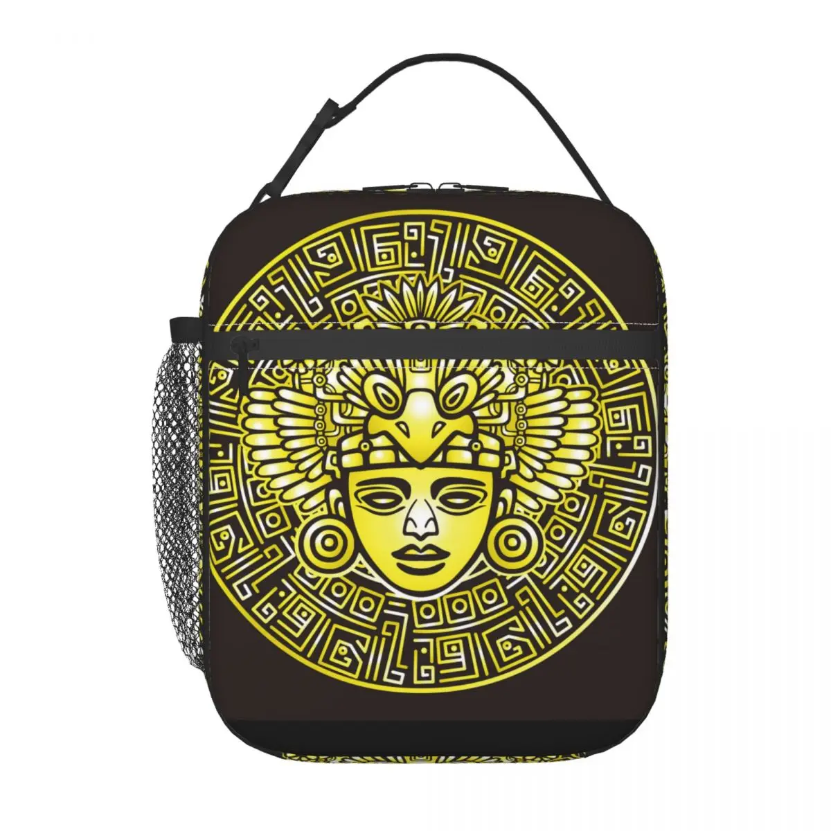 Portable Lunch Box Insulation Package Insulated Thermal Food Picnic Bags Pouch Gold Decorative Image Of An Ancient Indian Deity