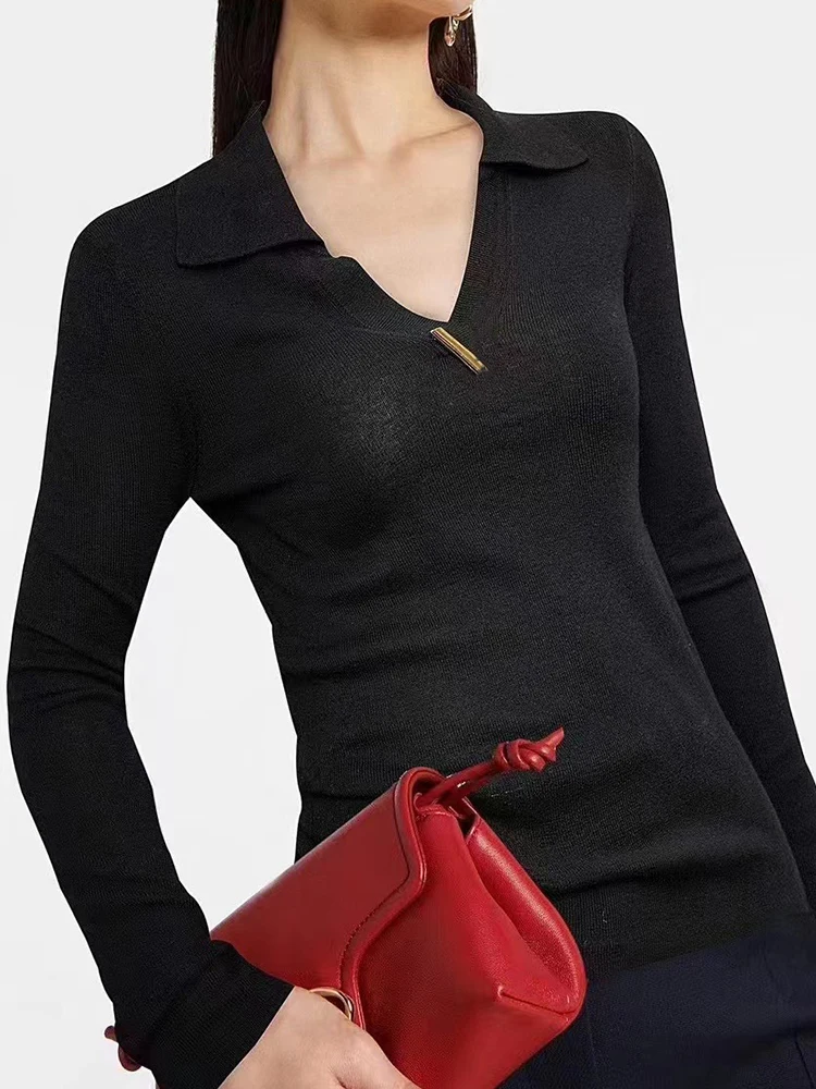 Тонкий свитер с v-образным вырезом в стиле ретро осень-зима 2024 новый женский