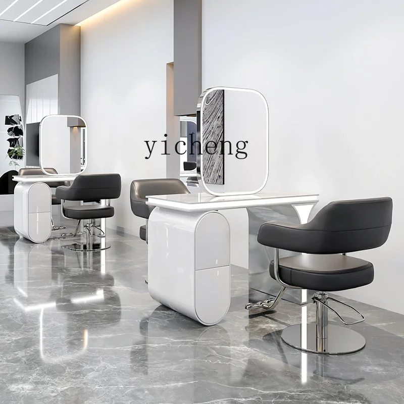 Зеркальный стол для парикмахерской HSN встроенный мраморный шкаф из нержавеющей